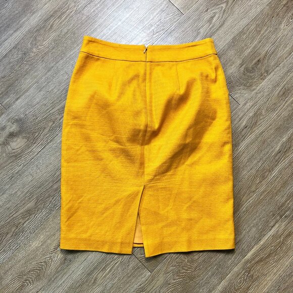 Banana Republic Skirt Women's 4 Pencil Poplin Mustard Gold Preppy Vented - Picture 2 of 8